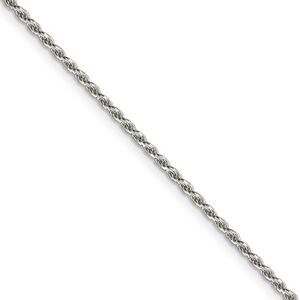 1.7mm, Sterling Silver Diamond Cut Solid Rope Chain Necklace, 18 Inch